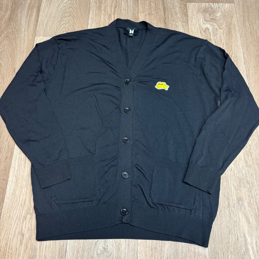 BTS Butter Official Merchandise Black Cardigan Sweater Yellow Logo Patch Mens M